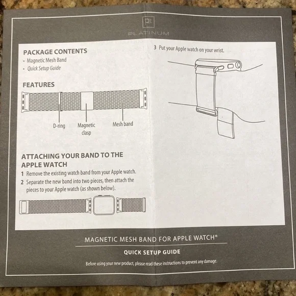 Magnetic Mesh Band, Silver, for Apple Watch by PLATINUM, in Box-NWT, Great Gift! - Picture 6 of 9